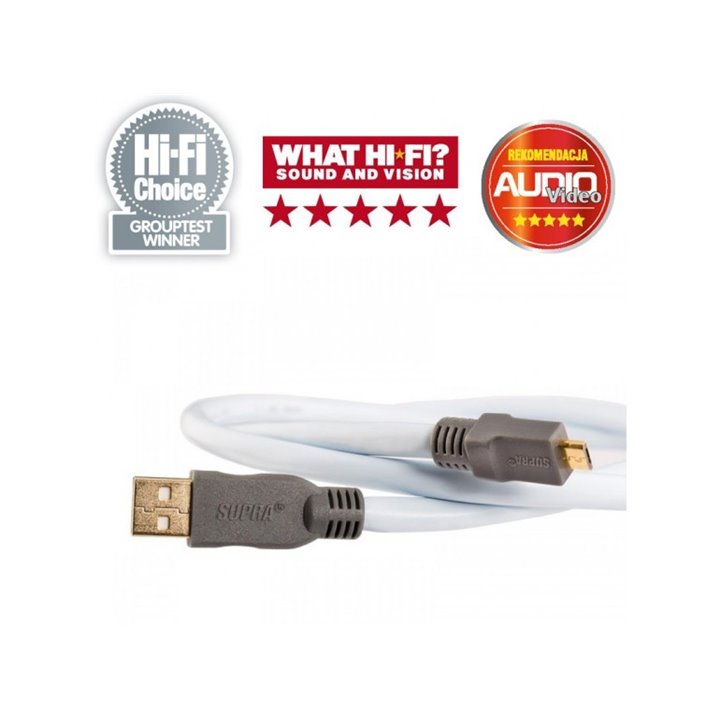 Supra USB 2.0 A-Mini B 3,0 m.