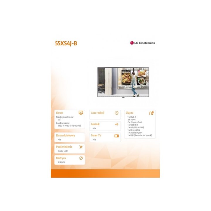 LG Electronics Monitor wielkoformatowy 55XS4J-B - Raty 0% - Gwarancja Producenta - Salon Łódź - Kalibracja I Montaż U Klienta