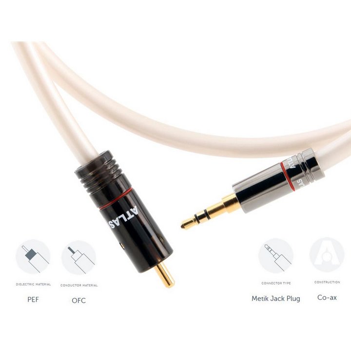 Atlas ELEMENT METIK 3,5MM – ACHROMATIC S/PDIF Kabel Jack 3,5mm – 1xRCA S/PDIF - 1,0m.