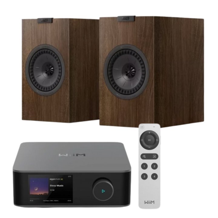 WiiM AMP Ultra + KEF Q1 Meta (Orzech) – Zestaw stereo Hi-Fi - Raty 0% - Gwarancja producenta - Salon Łódź