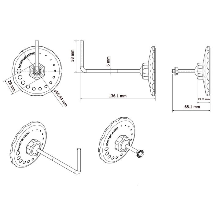 Monitor Audio Speaker Mount Silver - Uchwyt głośnikowy